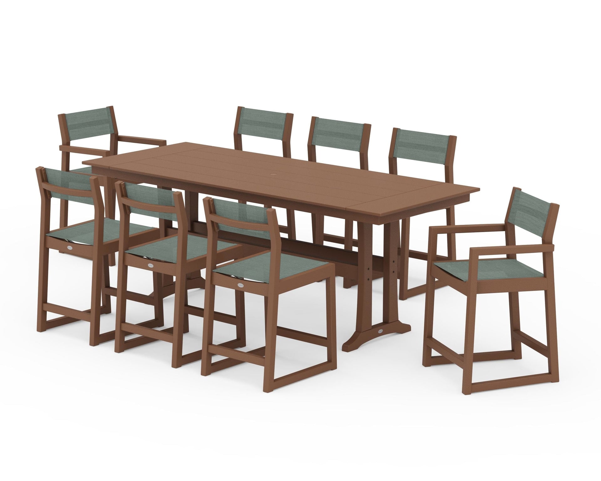 EDGE Sling 9-Piece Farmhouse Counter Set with Trestle Legs