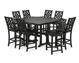 Wovendale 9-Piece Square Farmhouse Bar Set with Trestle Legs