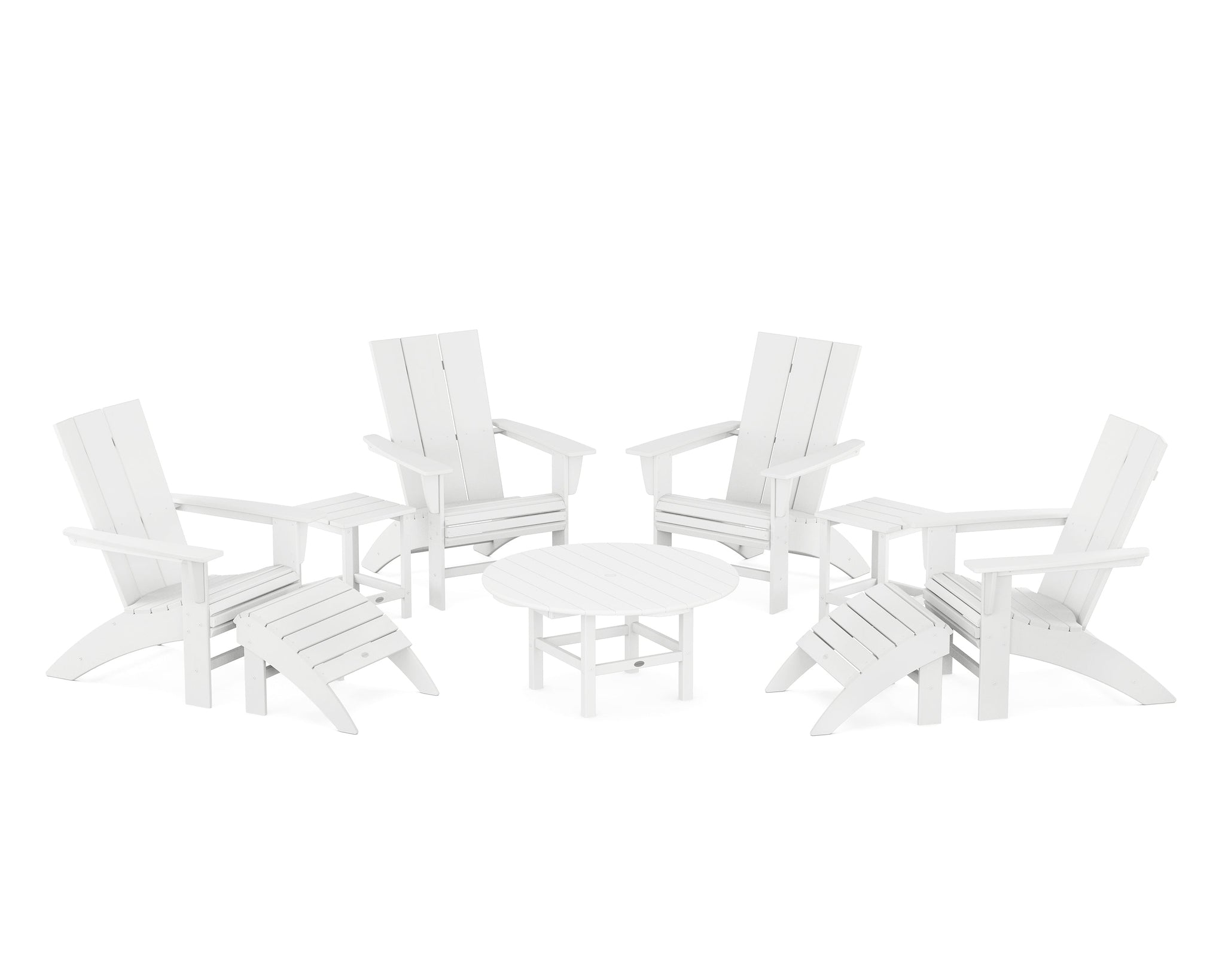 Modern Curveback Adirondack Chair 9-Piece Conversation Set