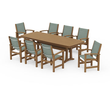 Coastal 9-Piece Dining Set with Trestle Legs