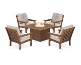 Vineyard 5-Piece Conversation Set with Fire Pit Table
