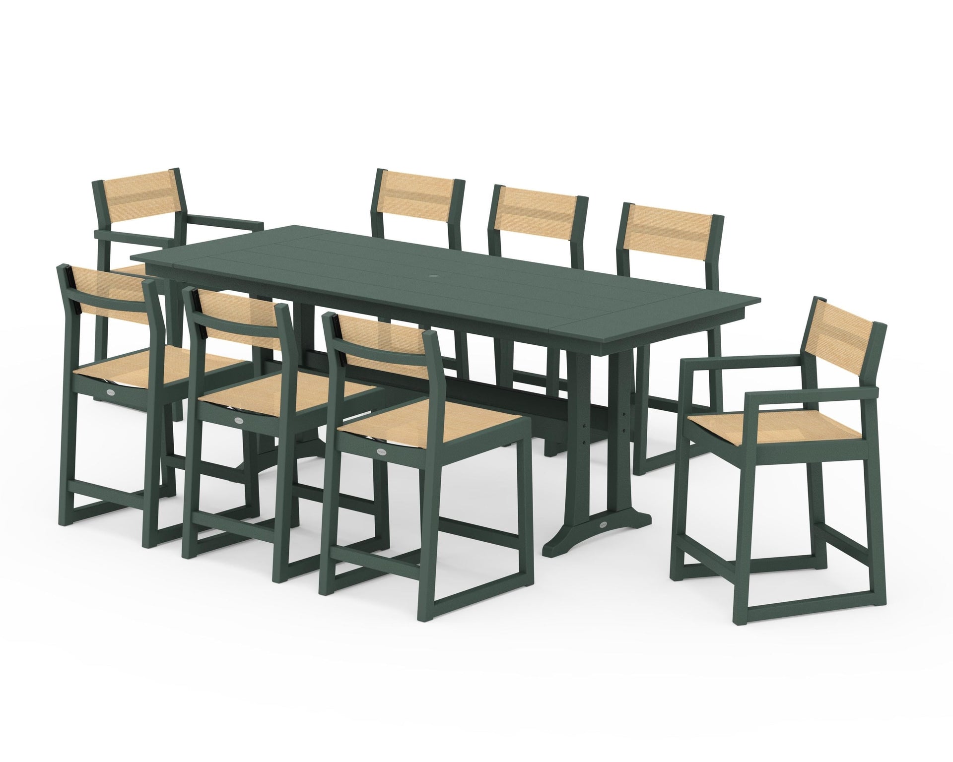 EDGE Sling 9-Piece Farmhouse Counter Set with Trestle Legs