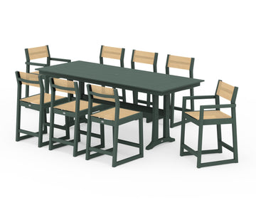 EDGE Sling 9-Piece Farmhouse Counter Set with Trestle Legs