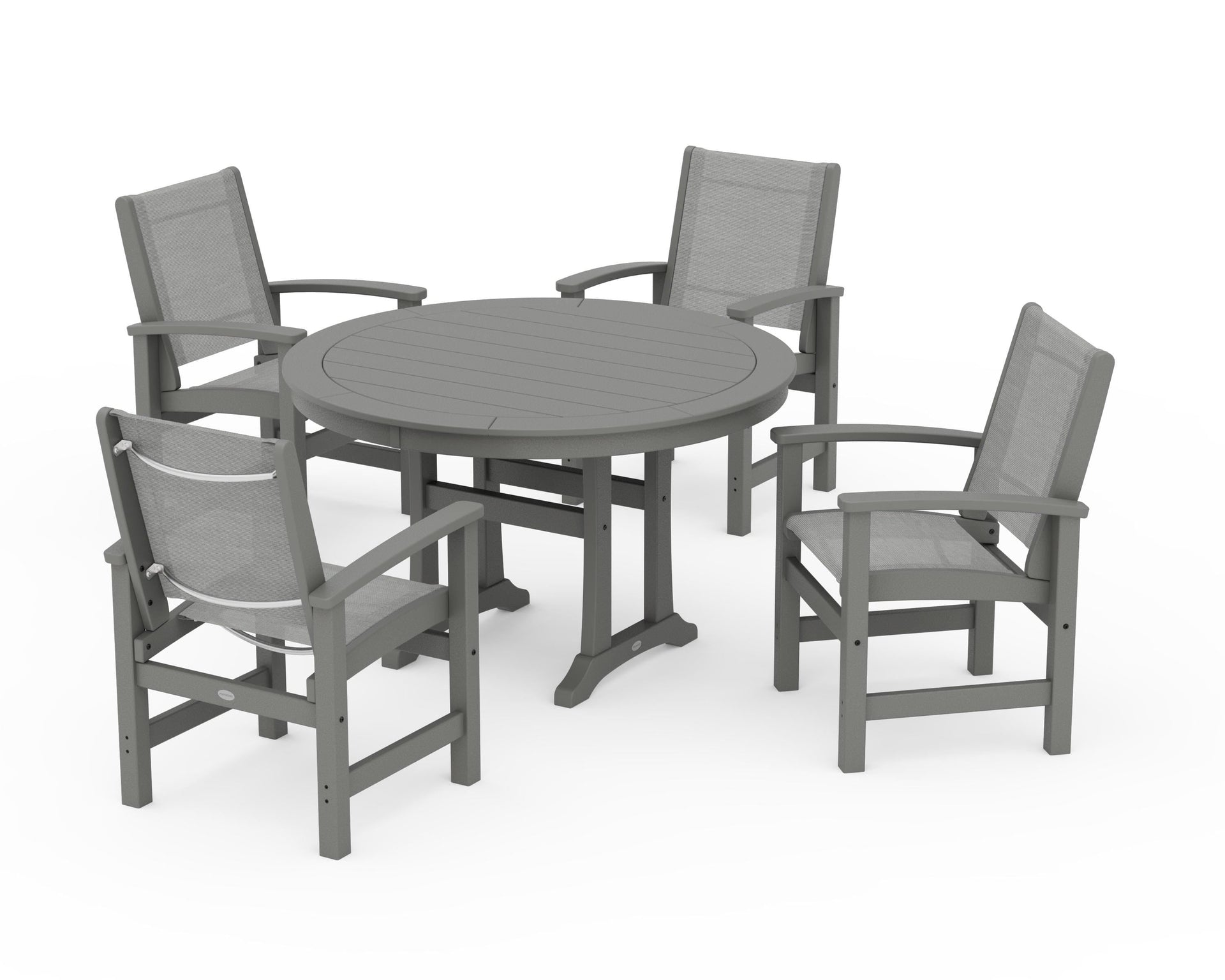 Coastal 5-Piece Round Dining Set with Trestle Legs