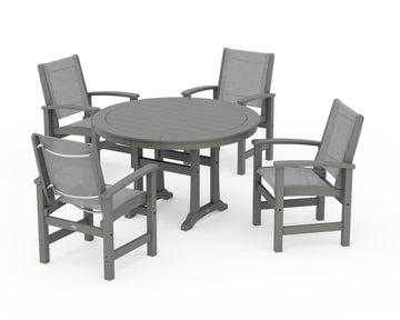 Coastal 5-Piece Round Dining Set with Trestle Legs