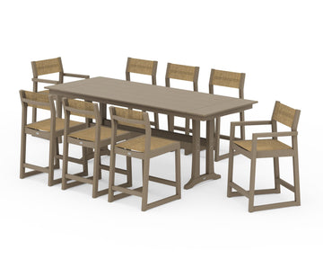 EDGE Sling 9-Piece Farmhouse Counter Set with Trestle Legs