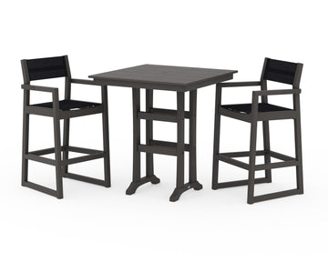 EDGE Sling Arm Chair 3-Piece Farmhouse Bar Set with Trestle Legs