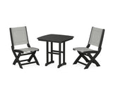 Coastal Folding Side Chair 3-Piece Dining Set