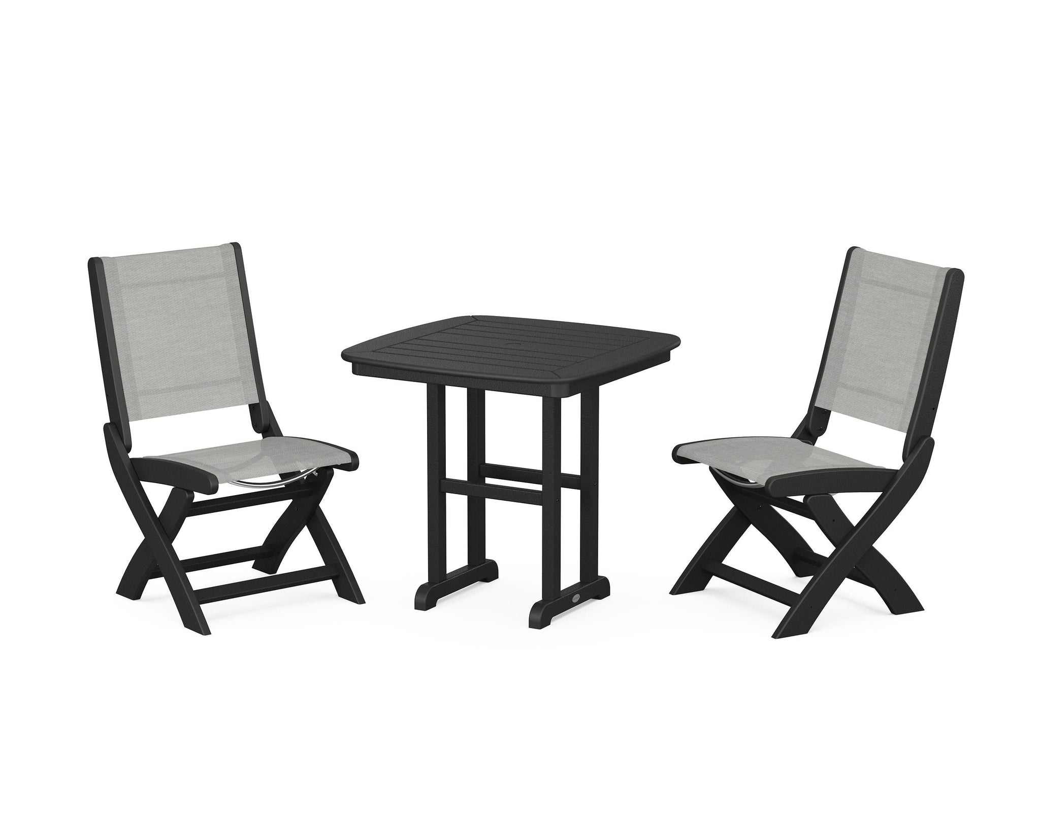 Coastal Folding Side Chair 3-Piece Dining Set