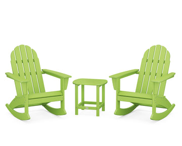 Vineyard 3-Piece Adirondack Rocking Chair Set with South Beach 18" Side Table