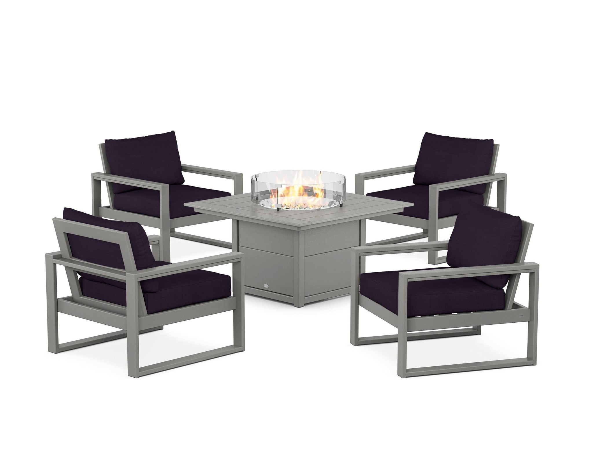 EDGE Sectional 5-Piece Deep Seating Set with Fire Pit Table