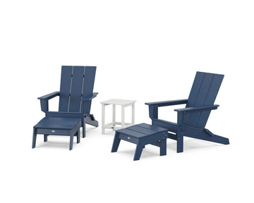 5-Piece Modern Studio Folding Adirondack Set with Ottomans and Side Table