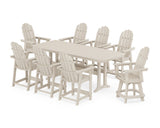 Vineyard Curveback Adirondack Swivel 9-Piece Counter Set with Trestle Legs