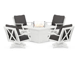 Braxton 5-Piece Deep Seating Swivel Conversation Set with Fire Pit Table