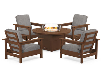 Club 5-Piece Conversation Set with Fire Pit Table