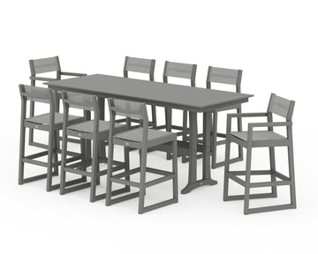 EDGE Sling 9-Piece Farmhouse Bar Set with Trestle Legs