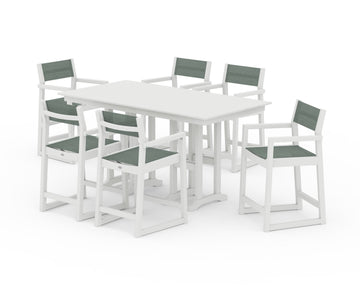 EDGE Sling Arm Chair 7-Piece Farmhouse Counter Set
