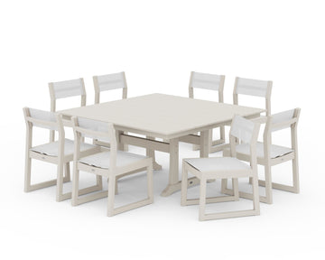 EDGE Sling Side Chair 9-Piece Farmhouse Trestle Dining Set