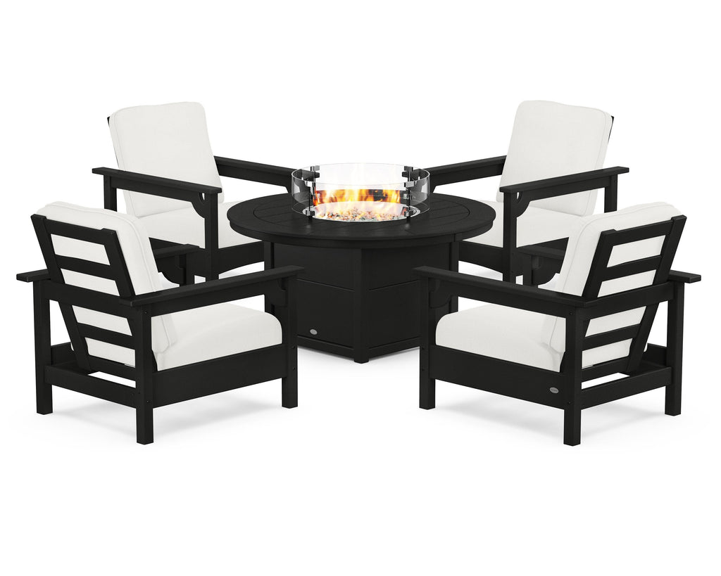 Club 5-Piece Conversation Set with Fire Pit Table