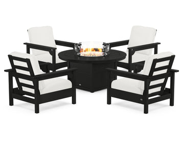 Club 5-Piece Conversation Set with Fire Pit Table