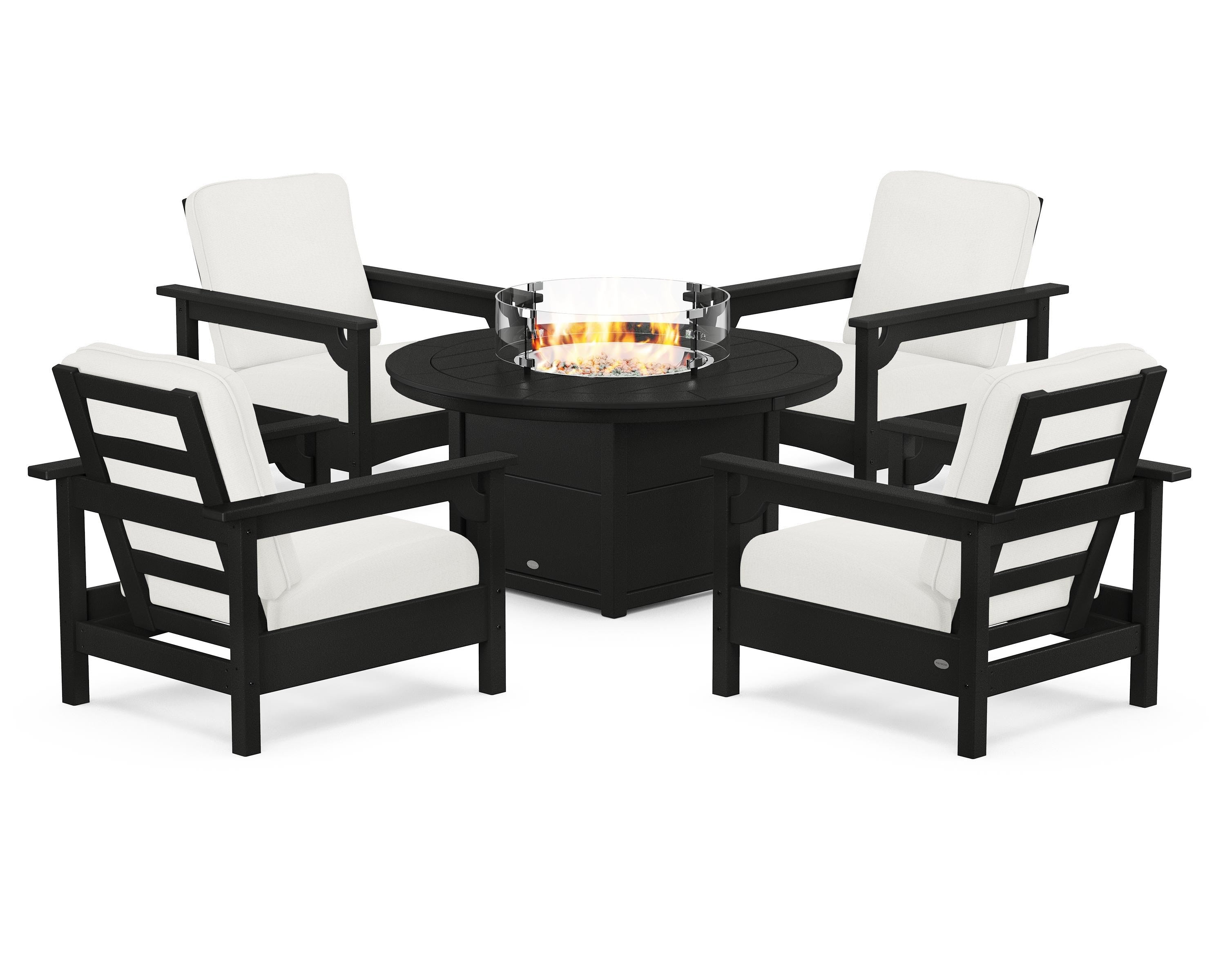 Club 5-Piece Conversation Set with Fire Pit Table
