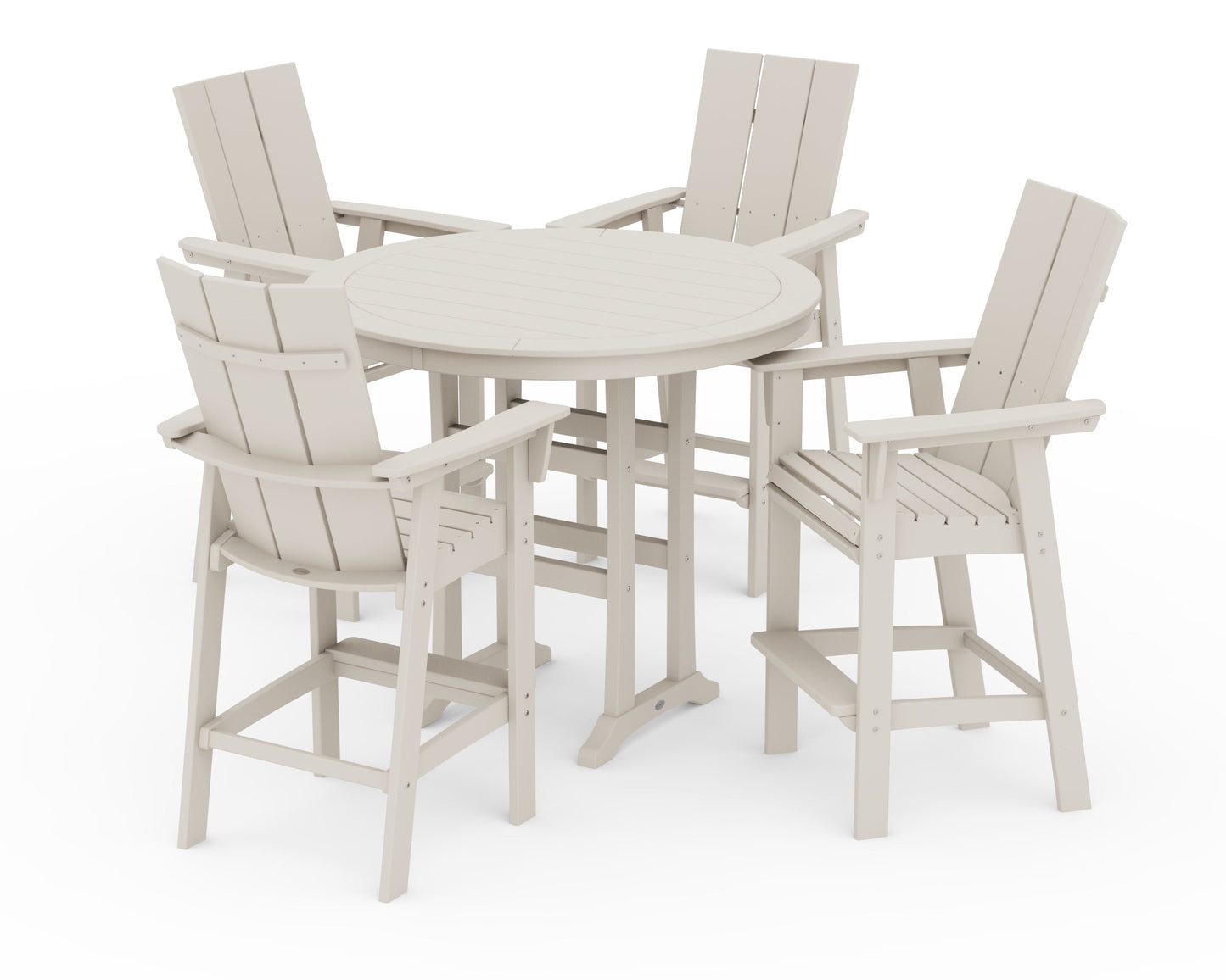 Modern Curveback Adirondack 5-Piece Nautical Trestle Bar Set