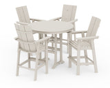 Modern Curveback Adirondack 5-Piece Nautical Trestle Bar Set