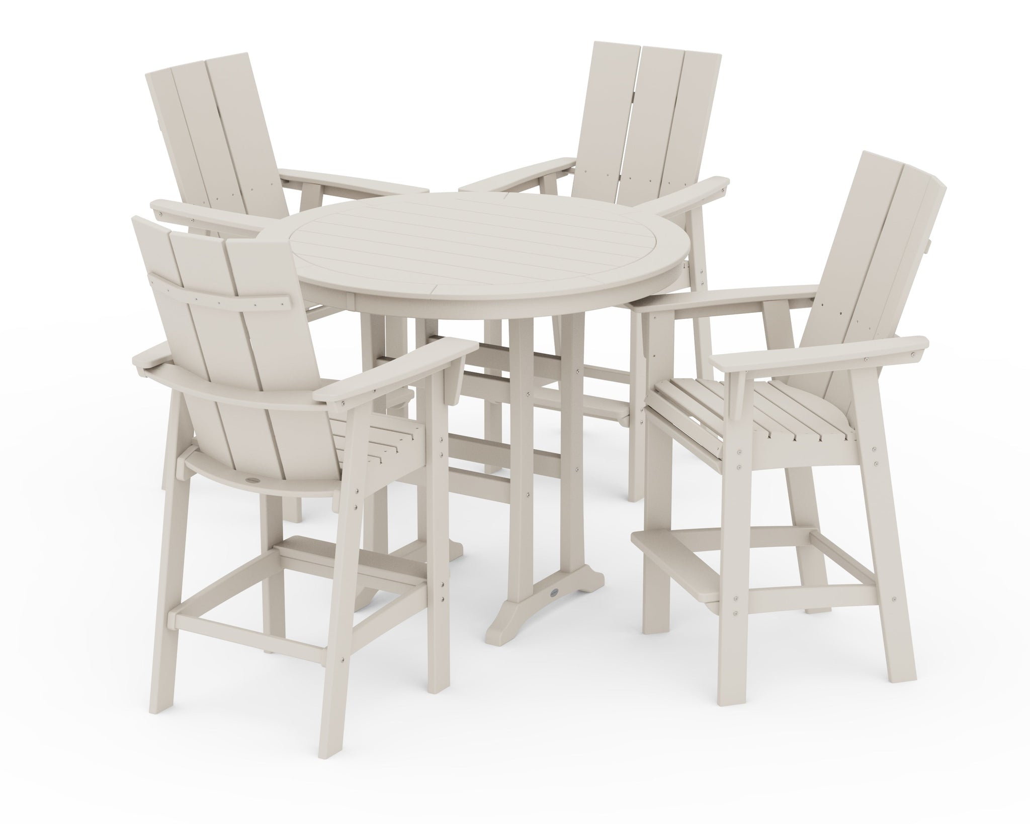 Modern Curveback Adirondack 5-Piece Nautical Trestle Bar Set