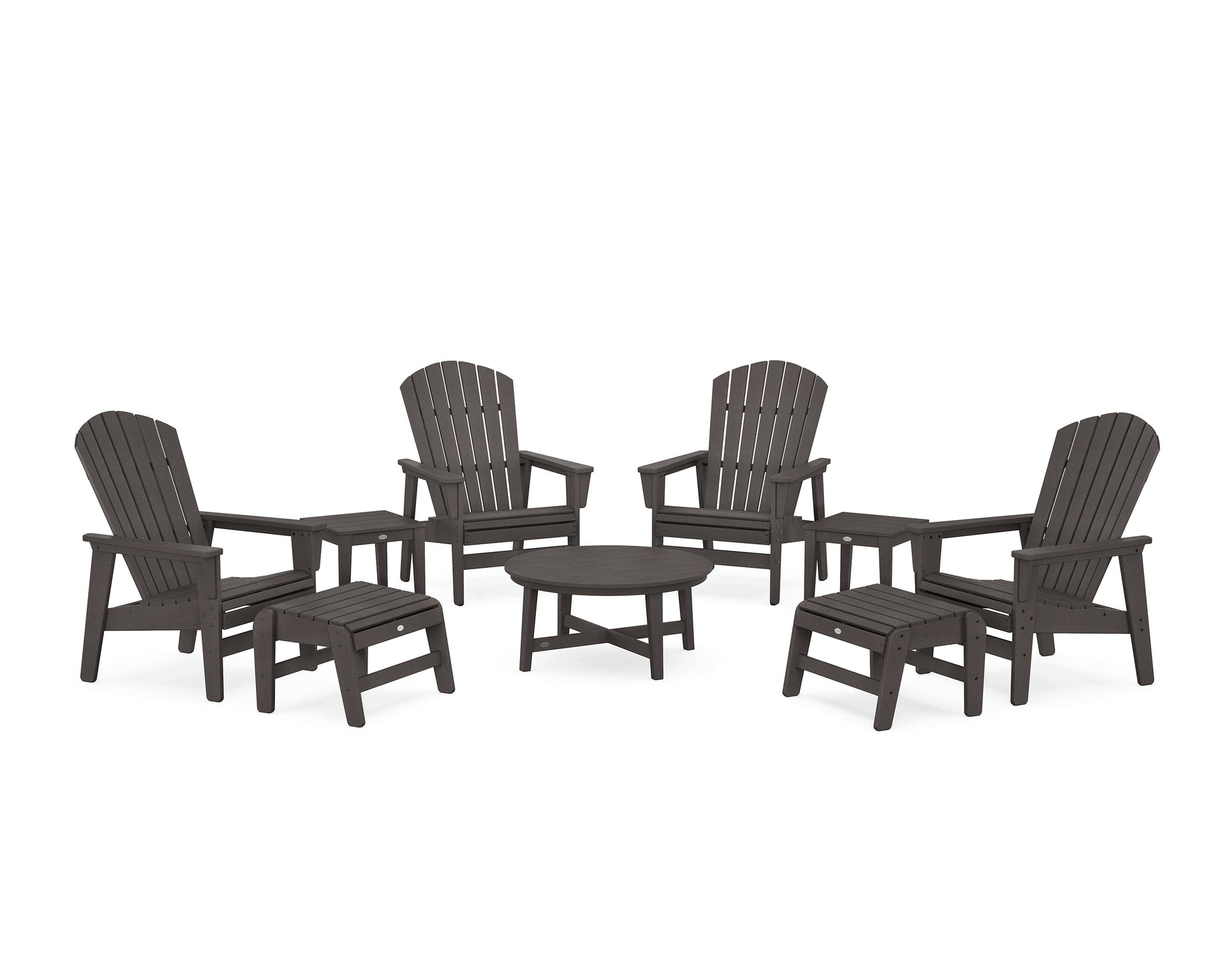 Nautical Grand Upright Adirondack 9-Piece Conversation Set