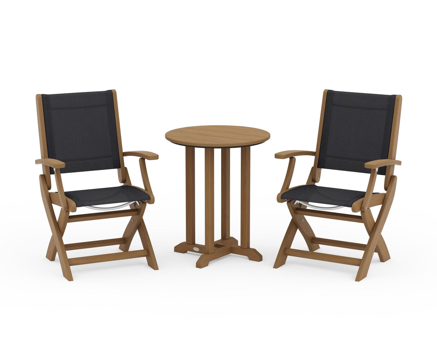 Coastal Folding 3-Piece Round Bistro Dining Set