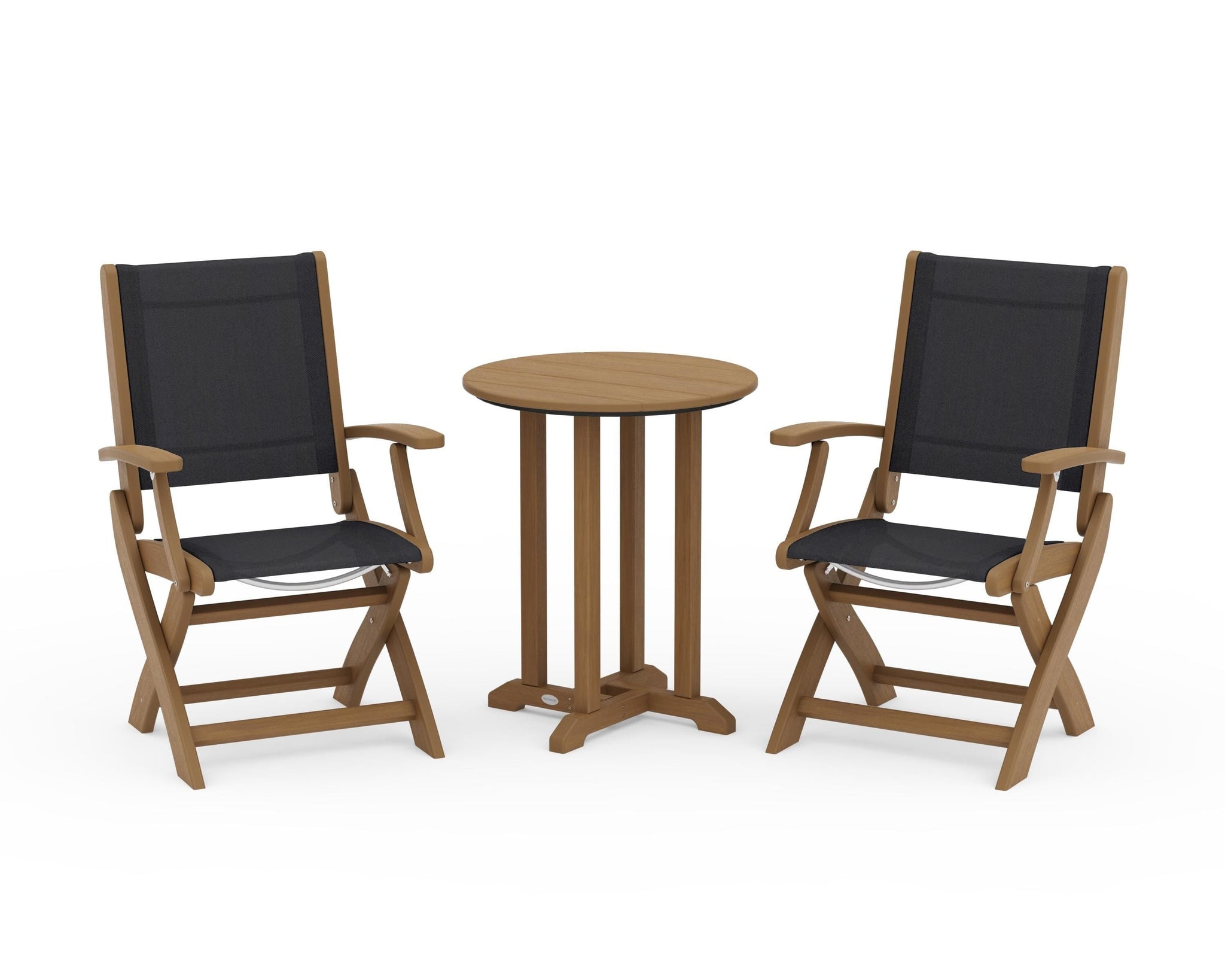 Coastal Folding 3-Piece Round Bistro Dining Set