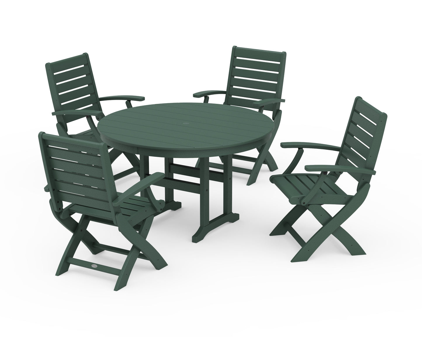 Signature Folding Chair 5-Piece Round Farmhouse Dining Set