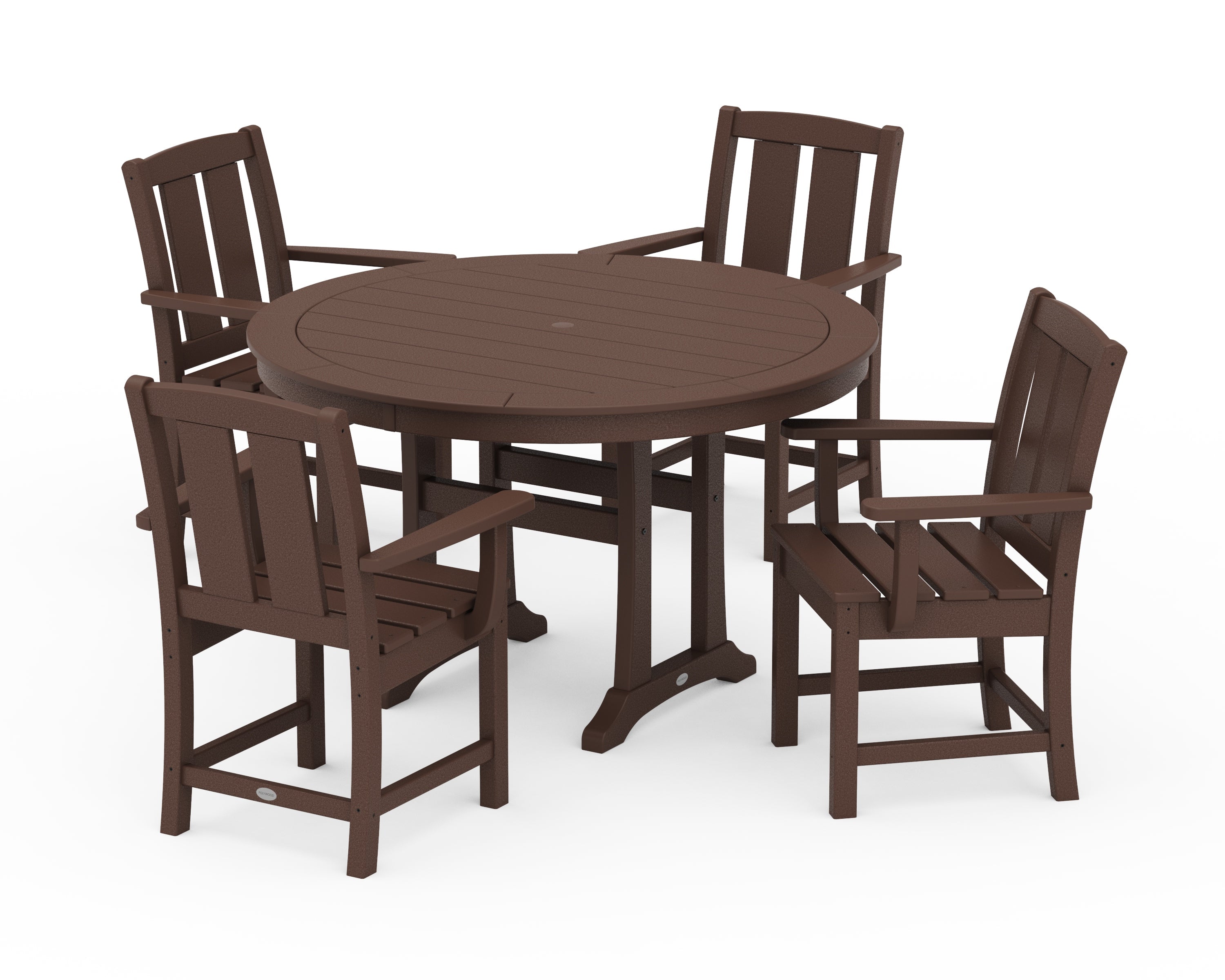 Mission 5-Piece Round Dining Set with Trestle Legs