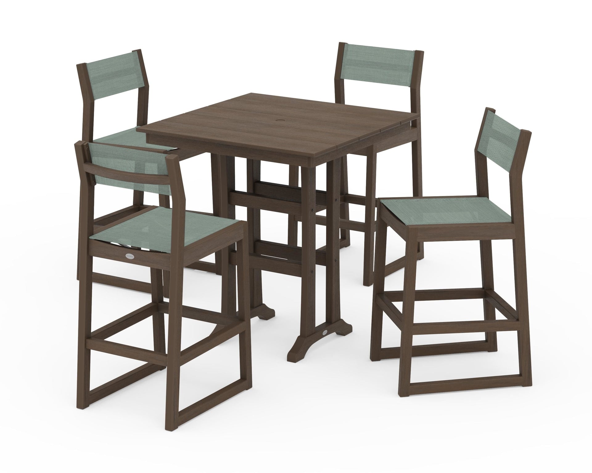EDGE Sling Arm Chair 5-Piece Farmhouse Bar Set with Trestle Legs