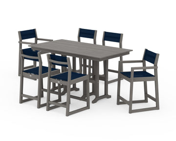 EDGE Sling 7-Piece Farmhouse Counter Set with Trestle Legs