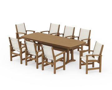 Coastal 9-Piece Dining Set with Trestle Legs