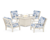 Chinoiserie 5-Piece Deep Seating Set with Fire Pit Table