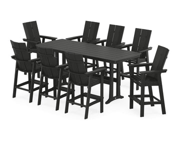 Modern Curveback Adirondack 9-Piece Bar Set with Trestle Legs