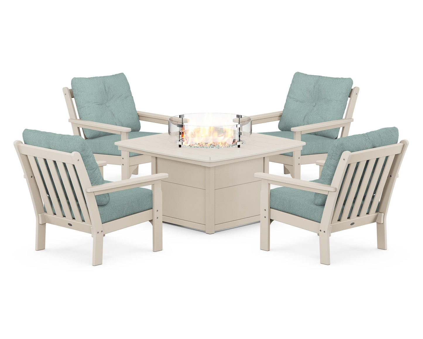 Vineyard 5-Piece Conversation Set with Fire Pit Table