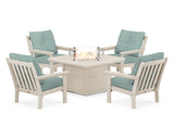Vineyard 5-Piece Conversation Set with Fire Pit Table