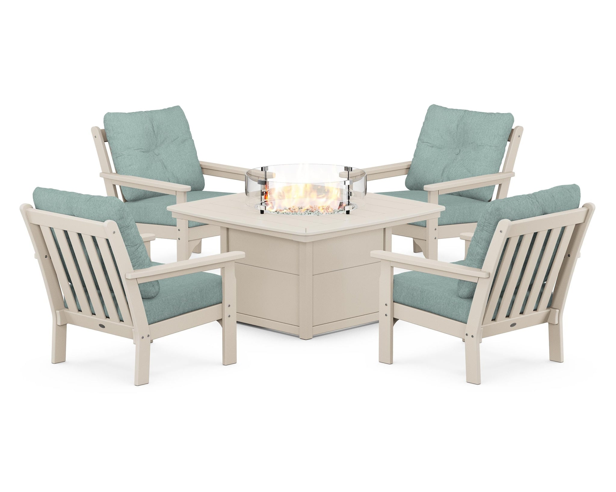 Vineyard 5-Piece Conversation Set with Fire Pit Table