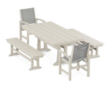 Coastal 5-Piece Farmhouse Dining Set with Trestle Legs and Benches