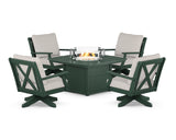 Braxton 5-Piece Deep Seating Swivel Conversation Set with Fire Pit Table