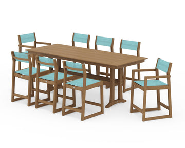 EDGE Sling 9-Piece Farmhouse Counter Set with Trestle Legs