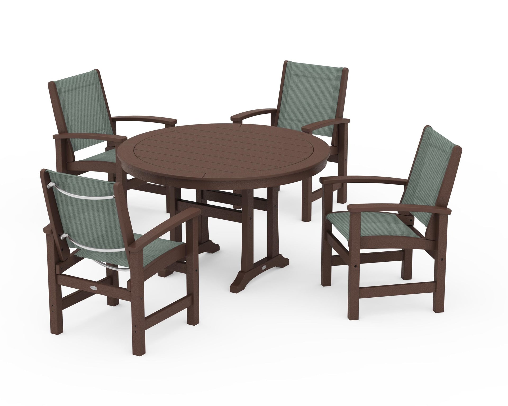 Coastal 5-Piece Round Dining Set with Trestle Legs