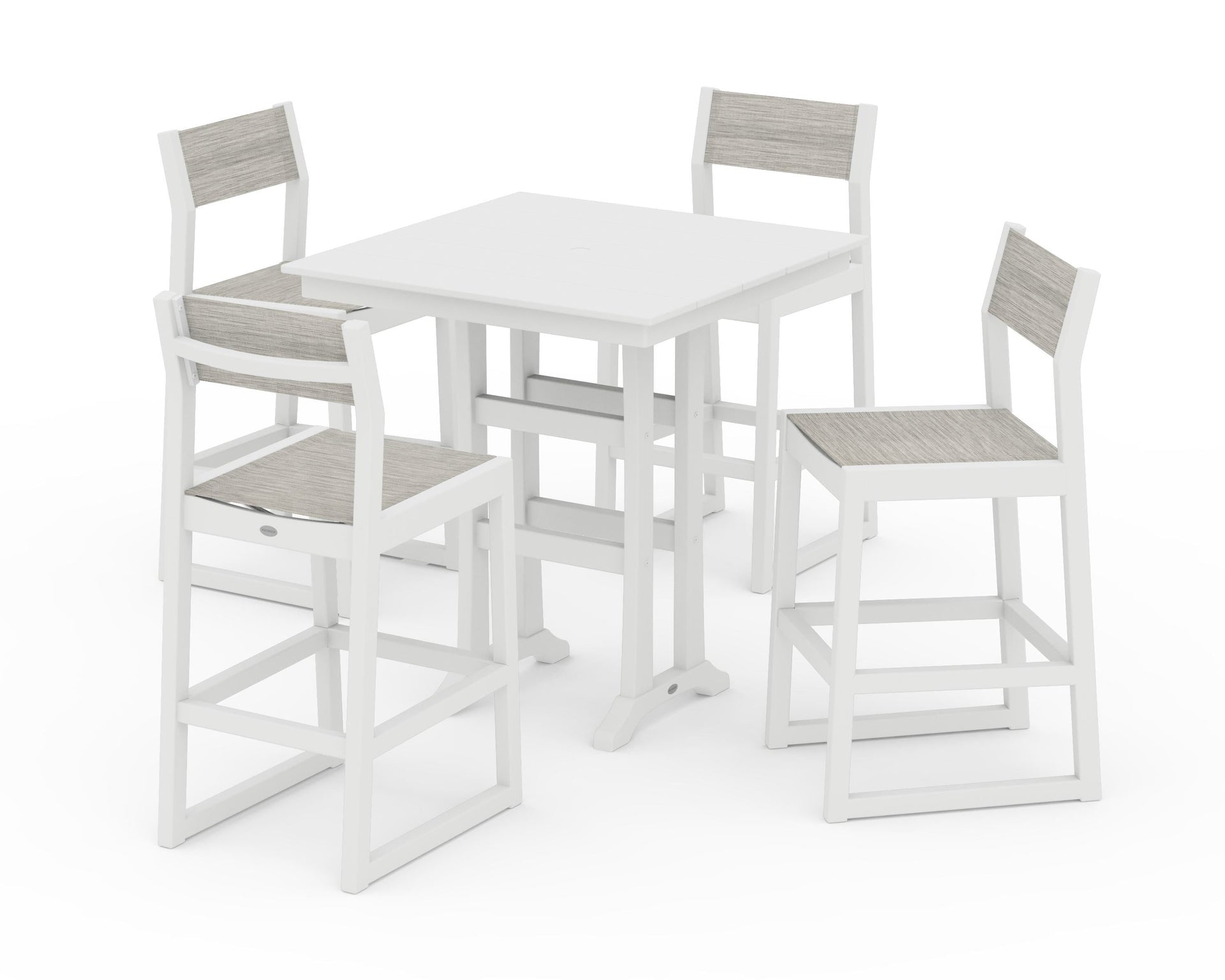 EDGE Sling Arm Chair 5-Piece Farmhouse Bar Set with Trestle Legs
