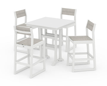 EDGE Sling Arm Chair 5-Piece Farmhouse Bar Set with Trestle Legs