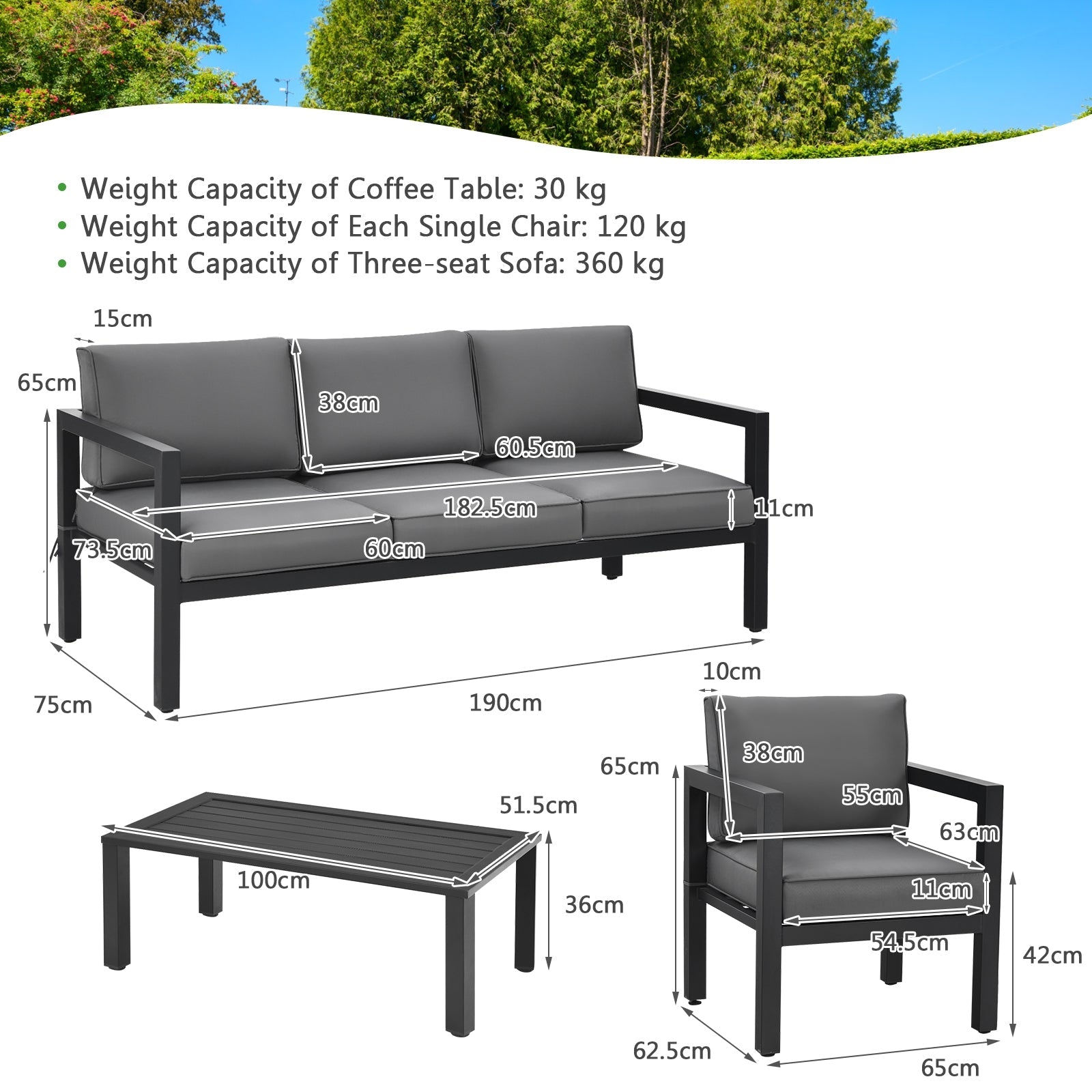 Costway 4-Piece Outdoor Patio Furniture Set Gray 78053694 New
