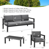 Costway 4-Piece Outdoor Patio Furniture Set Gray 78053694 New