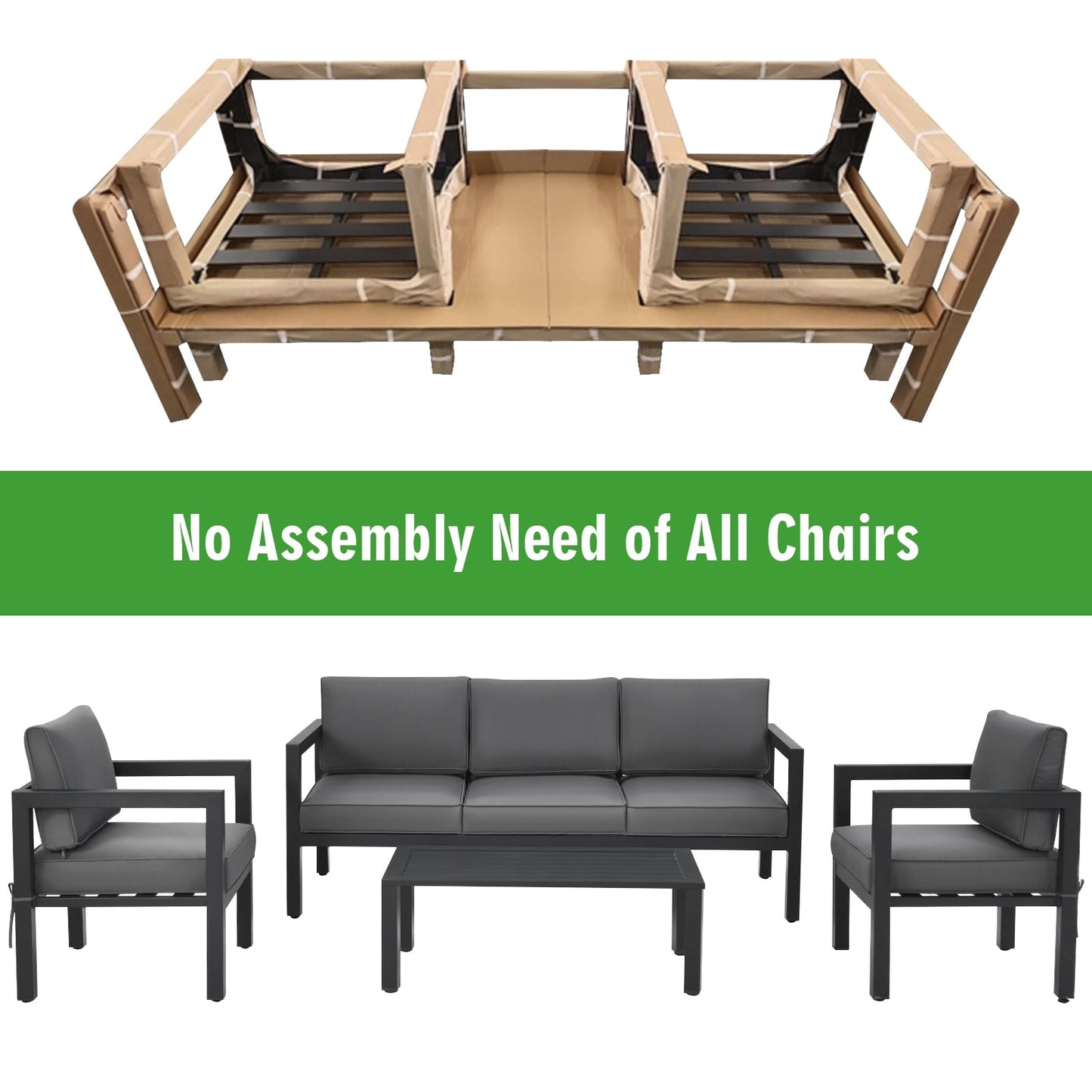 Costway 4-Piece Outdoor Patio Furniture Set Gray 78053694 New